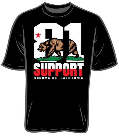 Mens T-Shirt - Cali Bear Support 81 Shirt - NEW!!