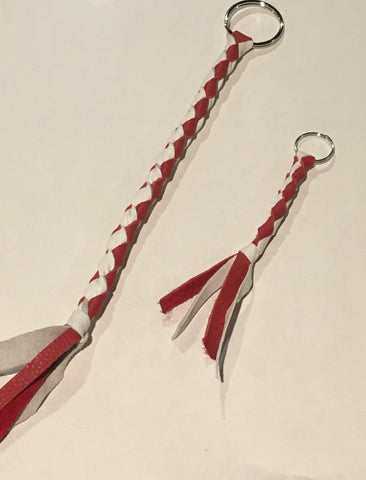 Keychain - Red & White Leather Keychain - Large & Small